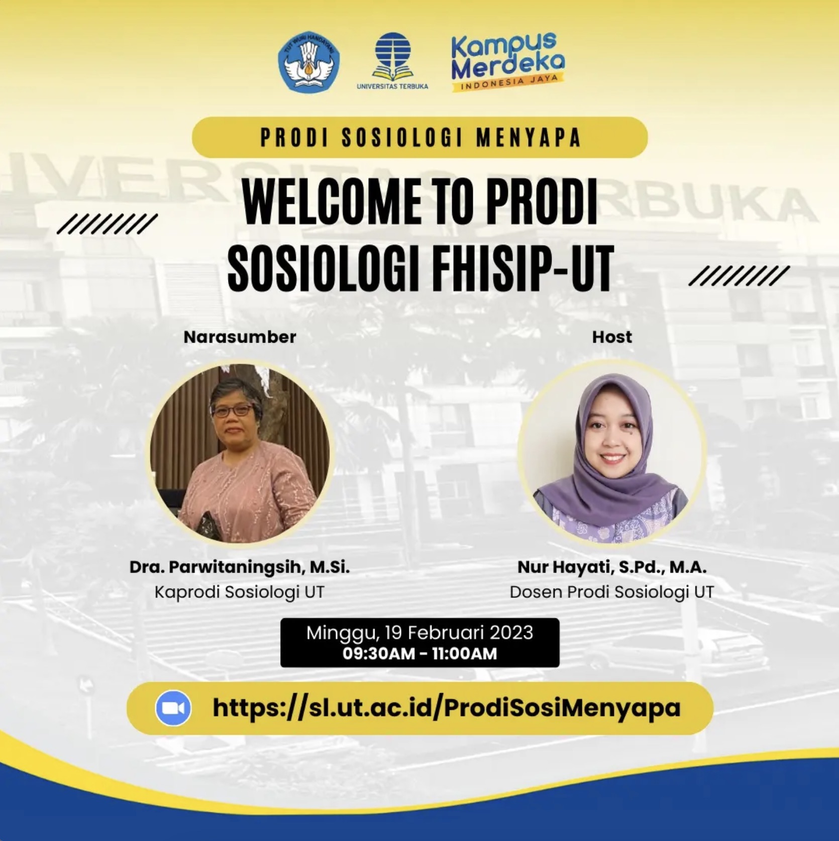 Prodi Sosiologi Menyapa "Welcome to Prodi Sosiologi FHISIP-UT"