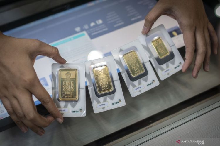 Harga emas Antam Senin pagi di posisi Rp1,075 juta per gram