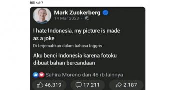 Hoaks! Mark Zuckerberg benci Indonesia karena fotonya dijadikan lelucon