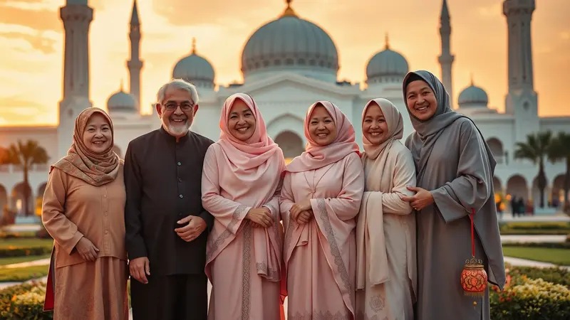 Foto Formasi Lengkap Keluarga di Depan Masjid Foto Formasi Lengkap Keluarga di Depan Masjid