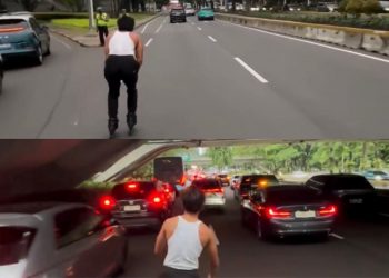 Main Sepatu Roda saat Macet, Kreator Ini Malah Bangga Disemangati Polisi