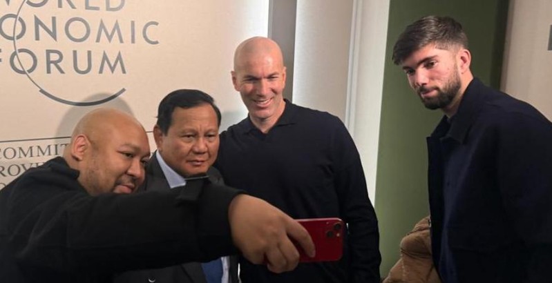 Prabowo Bertemu Zinedine Zidane di Sela World Economic Forum Davos 2026