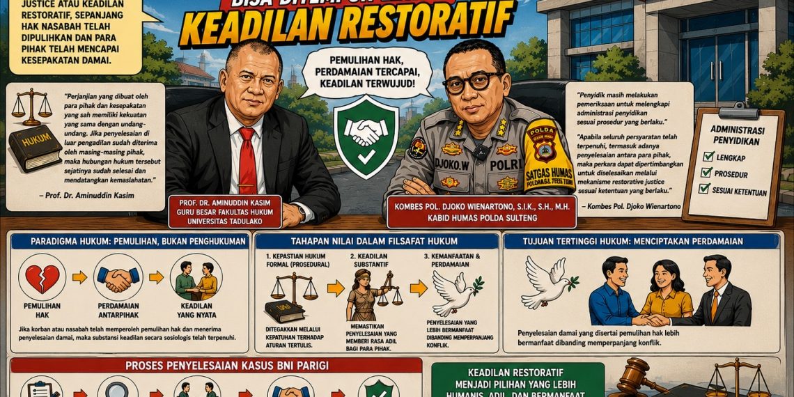 Guru Besar Hukum Untad: Kasus BNI Parigi Moutong Bisa Diselesaikan Lewat Restorative Justice