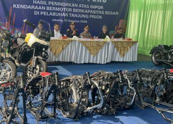 Lima Harley Bekas dan 20 Rangka Motor Ilegal Diamankan Bea Cukai di Tanjung Priok