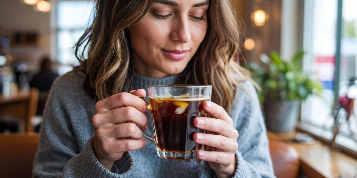 Perempuan sedang Meminum Kopi