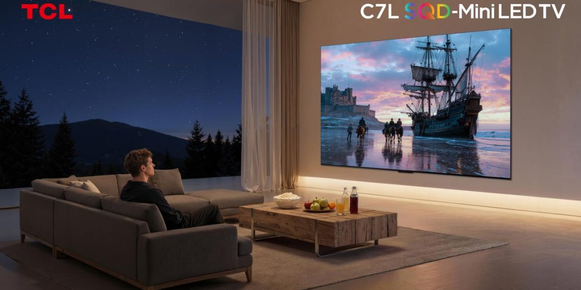 TCL C7L SQD Mini LED hadir di Indonesia dengan 1.352 Precise Dimming Zones, HDR 3.000 nits, gamut warna hingga 100% BT.2020, dan audio Bang & Olufsen.