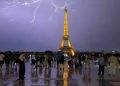 Lightning Strikes Eiffel Tower as Storm Sweeps Across Paris