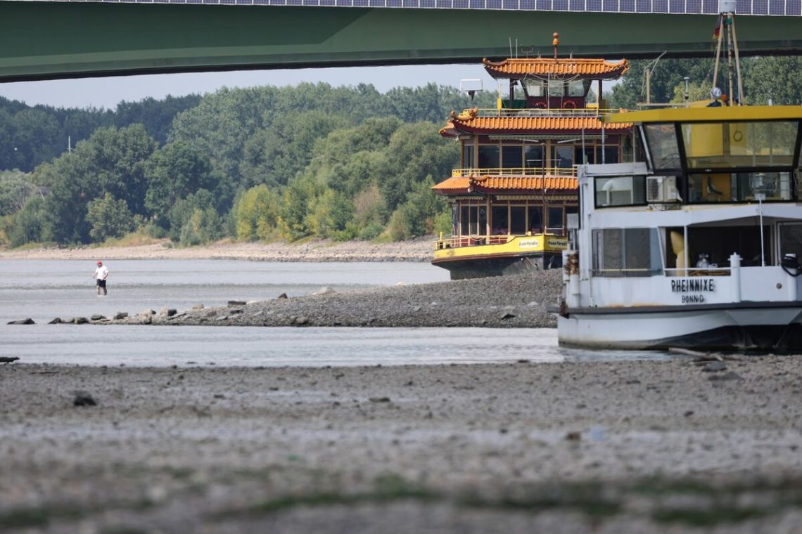 Germany’s Rhine River Shrinks to Record Low Amid Europe Heatwave