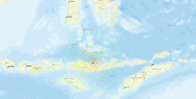 A powerful 7.7-magnitude earthquake hit the country of Indonesia Friday. (USGS)