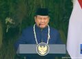 President Prabowo urges prayers for people affected by disasters during Indonesia’s 81st Independence Day celebrations. (Screenshot from the Presidential Secretariat’s YouTube channel)
