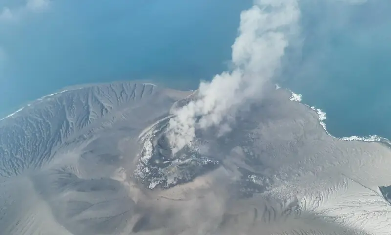 A drone view shows Mount Anak Krakatau volcano spewing hot ash during an eruption, in South Lampung, Lampung province, Indonesia, September 5. —Reuters