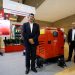 Toto Suharto, Country Manager of RMA Indonesia, speaks with Sanjay Jain, Sr. Vice President & Business Head of Mahindra Powerol, in front of the newly launched generator set at Electricity & Power Indonesia 2026 in Jakarta, Wednesday (Sep 2, 2026).