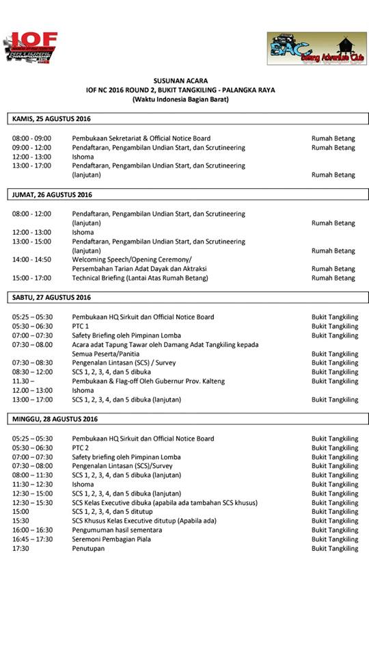 Jadwal IOF NC 2