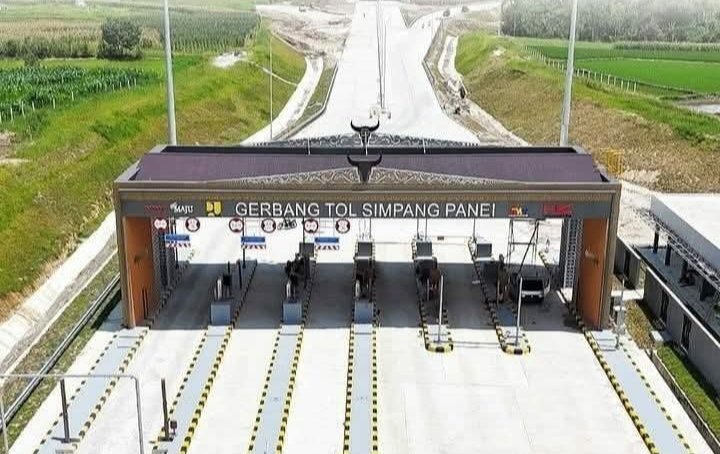 Progres pembangunan gerbang tol Simpang Panei hampir rampung. ist
