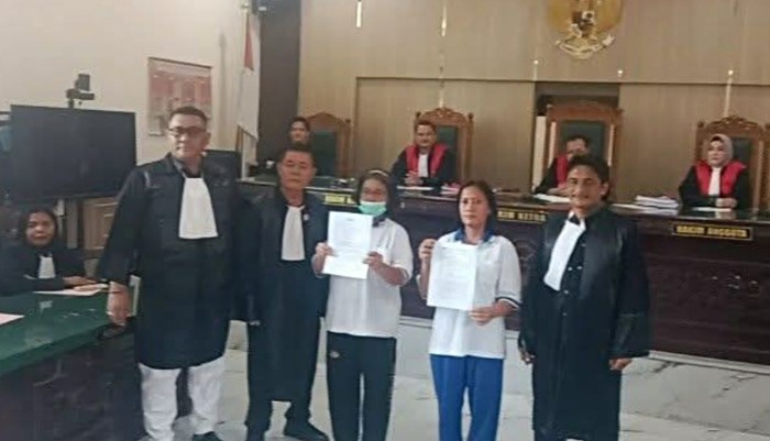 Kedua terdakwa dan sekaligus korban pada sidang sebelumnya