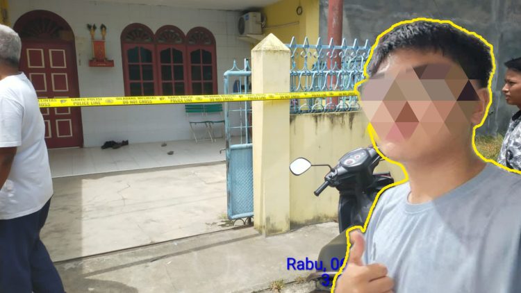 Rumah korban dipasang garis police. inser: korban FS. (foto: sinata/ist)