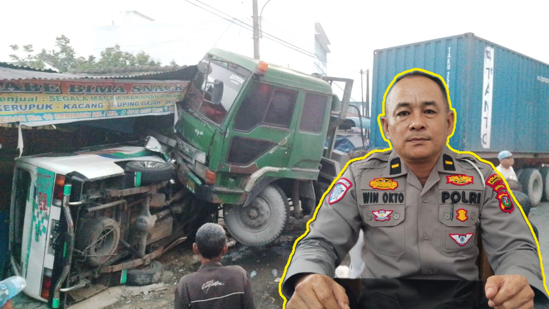 Kondisi kendaraan yang terlibat kecelakaan sebelum dievakuasi. (foto: sinata)