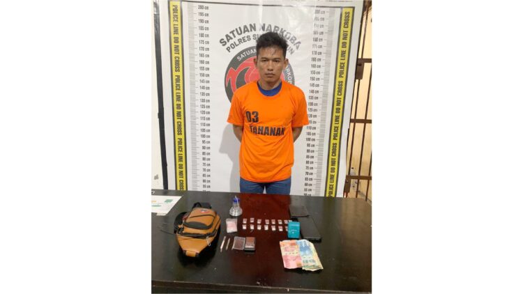 Tersangka Suwandi alias Wawan dan barang bukti