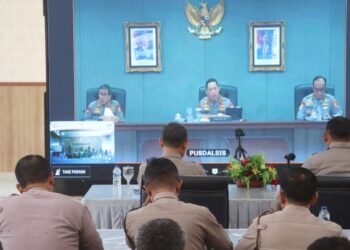 Kapolres Simalungun AKBP Marganda Aritonang, S.H., S.I.K., M.M beserta jajaran pejabat utama mengikuti arahan langsung dari Kapolri Jenderal Polisi Drs. Listyo Sigit Prabowo, M.Si