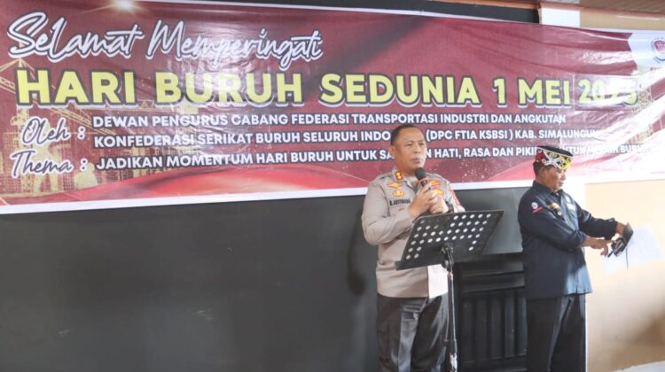 Kapolres Simalungun AKBP Marganda Aritonang, S.H., S.I.K., M.M Hadiri Perayaan Hari Buruh Internasional 2025 di Parapat