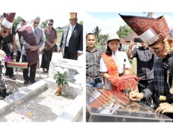 Bupati Simalungun Dr. H. Anton Achmad Saragih ziarah ke makam Op. Guru Jason Saragih, pelopor dan tokoh pendidik Simalungun, di Pematang Raya