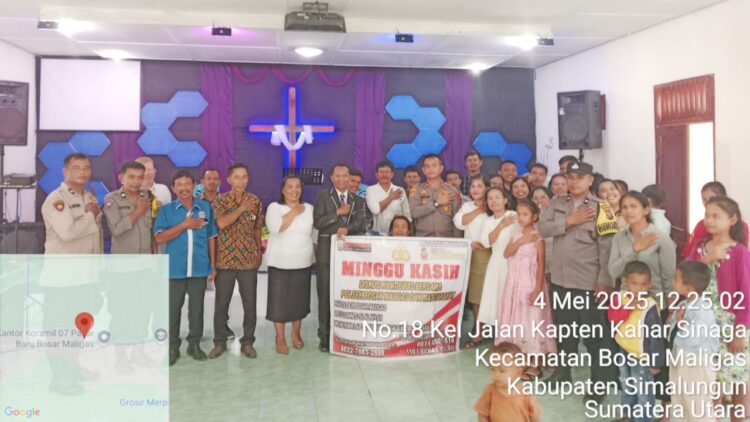 Kapolsek Bosar Maligas IPTU Sonni G Silalahi, SH Gelar Minggu Kasih GPdI Pasar Baru