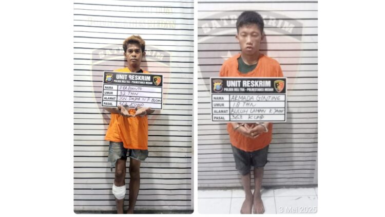 Para pelaku pembobol Gereja Bethel Indonesia (GBI), Jalan Jamin Ginting (area kawasan fly over ) Medan yang berhasil diringkus polisi. (Foto Ist)