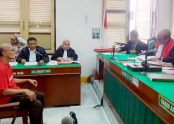 Terdakwa Johanes Andy Tanbun Eugene alias Abun hanya pasrah divonis 11 tahun. (Foto Ist)