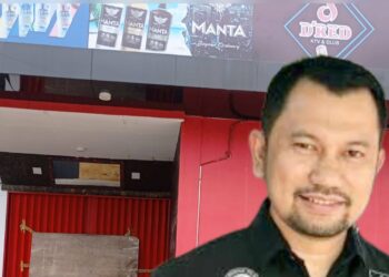 Direktur Reserse Narkoba Polda Sumut, Kombes Pol Jean Calvijn Simanjuntak dan D'Red KTV & Club. (Foto Ist)