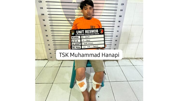 Pelaku curanmor yang ditangkap petugas Unit Resmob Sat Reskrim Polrestabes Medan tumbang. (Foto Ist)