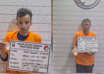 Pengedar sabu yang ditangkap petugas Satuan Narkoba Polrestabes Medan. (Foto Ist)