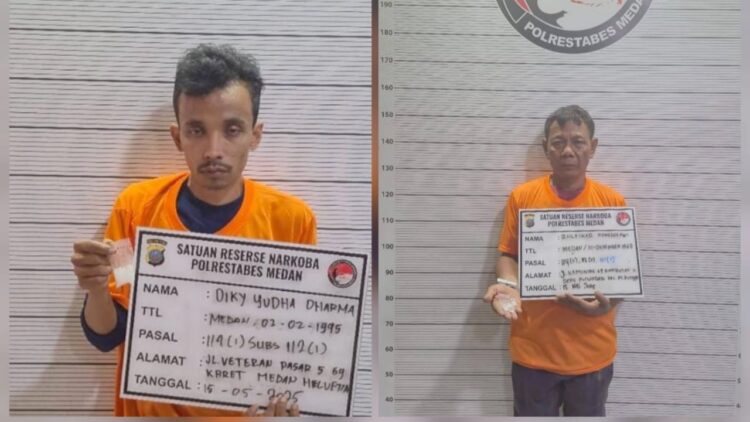 Pengedar sabu yang ditangkap petugas Satuan Narkoba Polrestabes Medan. (Foto Ist)