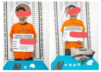 Kedua tersangka ZA dan HP beserta barang bukti