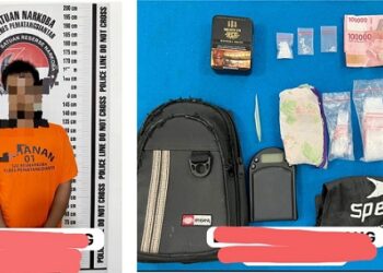 Tersangka BS alias Molong beserta barang bukti
