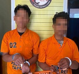 Dua pengedar sabu yang diringkus personil Satuan Narkoba Polres Tapanuli Utara dari Jln. SM Raja, Kelurahan Pasar Siborongborong, Kecamatan Siborongborong, Taput. (Foto Ist)