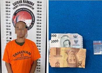 Tersangka AS alias Salken dan barang  bukti 