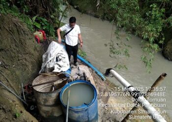 Unit II Opsnal Pidsus Sat Reskrim akukan penyelidikan dugaan kegiatan penambangan pasir ilegal di perbatasan Nagori Tiga Dolok dan Nagori Siatasan