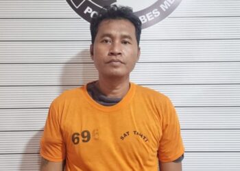 Pelaku pengedar sabu Chairul Anwar alias Bewok yang ditangkap polisi. (Foto Ist)