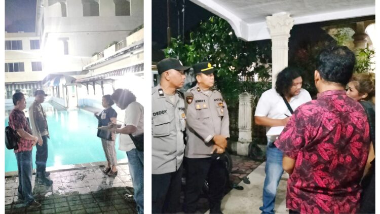 Kanit Samapta IPDA Irwan Saragih dan Kanit Reskrim IPDA Hotmen Saragih SH. MH saat cek Kolam Renang Siantar Hotel dan ke rumah duka