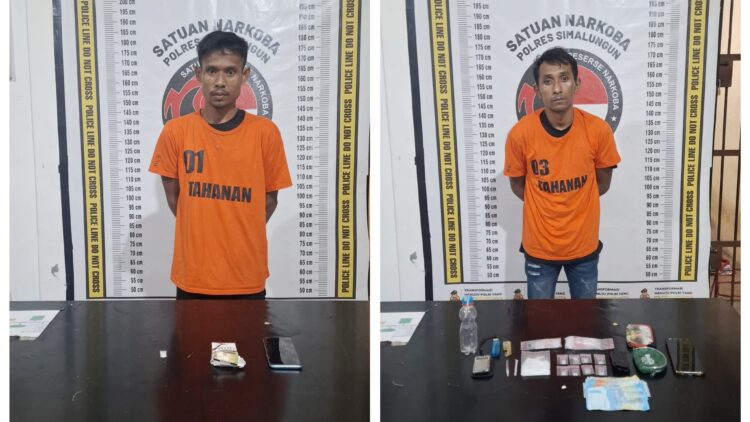 Tersangka Warno dan Hendra Asmara Sidauruk alias Bondro beserta barang bukti