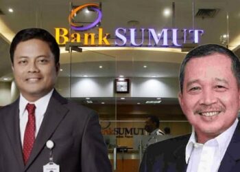 Dirut Bank Sumut Babay Farid Wajdi san Dirut Pemasaran Hadi Sucipto. (Foto Ist)