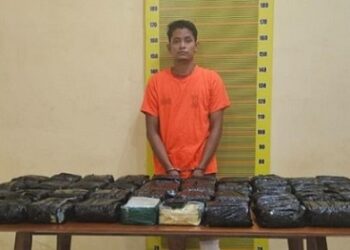 Kurir sabu yang ditangkap tim Polda Sumut. (Foto Ist)