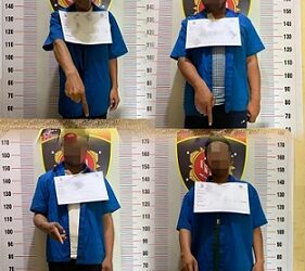 Para pelaku penguna narkoba yang salah satunya Kepala Desa ditangkap Polres Toba. (Foto Ist)
