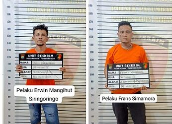 Dua pelaku perampok supir truk dikawasan Medan Amplas yang diringkus tim Polsek Patumbak, Polrestabes Medan. (Foto Ist)