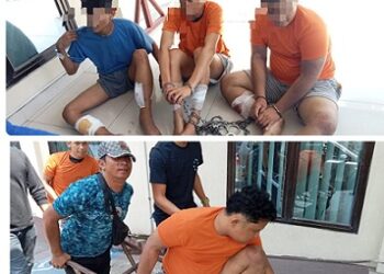 Tiga pelaku begal antar Kabupaten/ Kota yang diringku Polsek Sunggal. (Foto Ist)