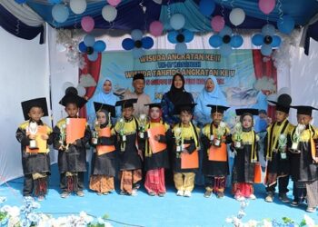 Wakil Wali Kota Pematangsiantar Herlina menghadiri acara Wisuda Angkatan II TK-IT dan Wisuda Tahfidz Angkatan V SD GUPPI Uswatun Hasanah, di Jalan Medan Km 4,5 Gang Pendidikan