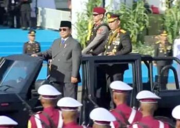 Presiden RI Prabowo Subianto dalam peringatan Hari Bhayangkara ke 79 di Lapangan Monas, Jakarta Pusat. (Foto Ist)