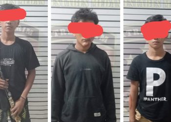 Para terduga pelaku geng motor yang diringkus personil Polsek Medan Sunggal. (Foto Ist)