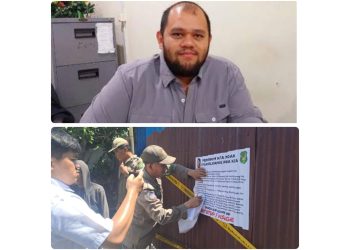 Anggota DPRD Kota Medan, El Barino Shah dan Pemko Medan melalui Satpol PP menyegel bangunan Jl Perjuangan, Kelurahan Tanjung Rejo, Kecamatan Medan Sunggal. (Foto Ist)