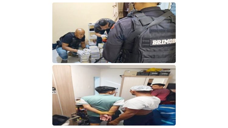 Dansat Brimob Polda Sumut, Kombes Pol Rantau Isnur Eka bersama tim BNNP Sumut menggerebek rumah kos dan berhasil menyita 36 kg sabu. (Foto Ist)